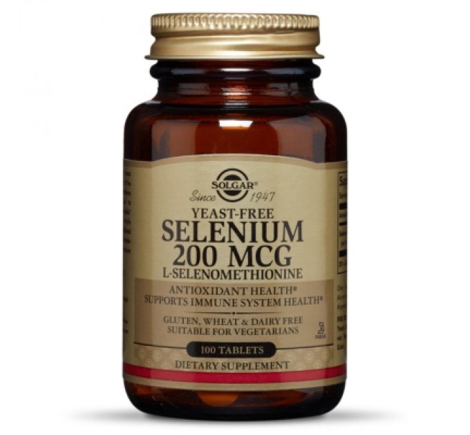 Solgar Мінерали Solgar Селен, (селенометіонін), Selenium, Yeast-Free, 200 мкг, 100 (SOL02557)