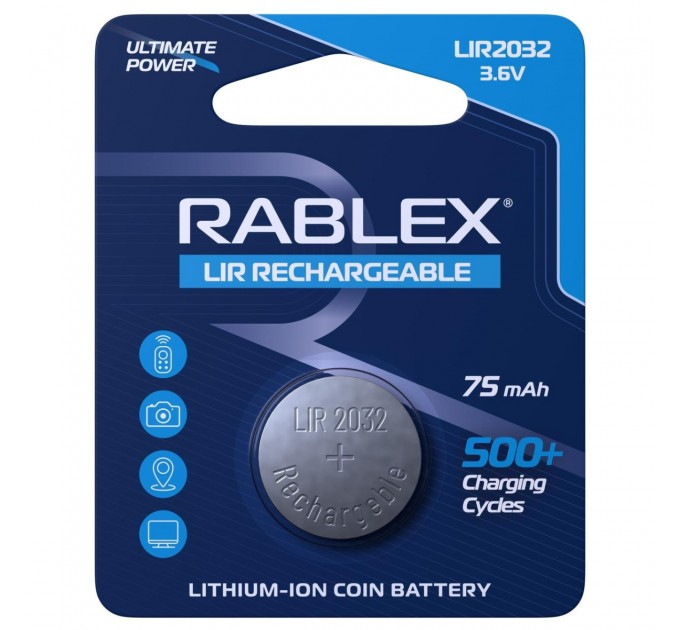 Rablex Акумулятор Rablex LIR2032 3.6V 75mAh (RLIR2032)