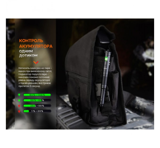 Fenix Тактична ручка Fenix T6 з ліхтариком Black (T6-Black)