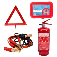 Набір техдопомоги Poputchik з вогнегасником ВП-2 "ВОЛЬТ" (ВП-2+Знак+Аптечка+Дроти) (33-033-IS)