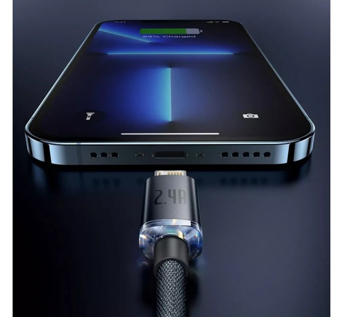Baseus Кабель Baseus Crystal Shine USB-Lightning, 2.4A, 1.2м Blue (6932172602697)