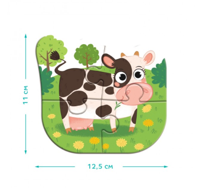 DoDo Пазл DoDo 4 в 1 Baby puzzle. День на фермі (300687)