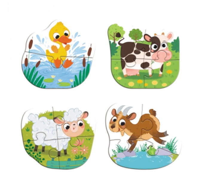 DoDo Пазл DoDo 4 в 1 Baby puzzle. День на фермі (300687)