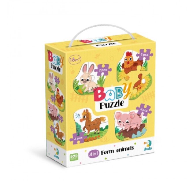 DoDo Пазл DoDo 4 в 1 Baby puzzle. Сільські тварини (300686)