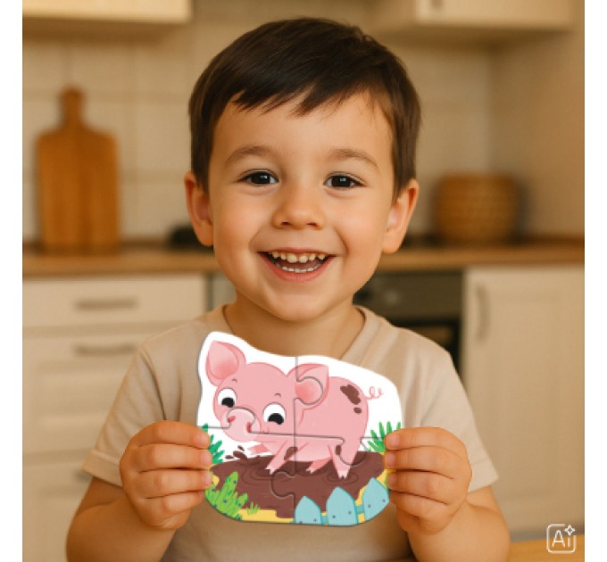 DoDo Пазл DoDo 4 в 1 Baby puzzle. Сільські тварини (300686)