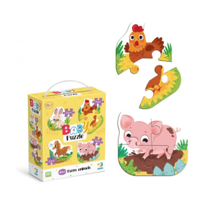 DoDo Пазл DoDo 4 в 1 Baby puzzle. Сільські тварини (300686)