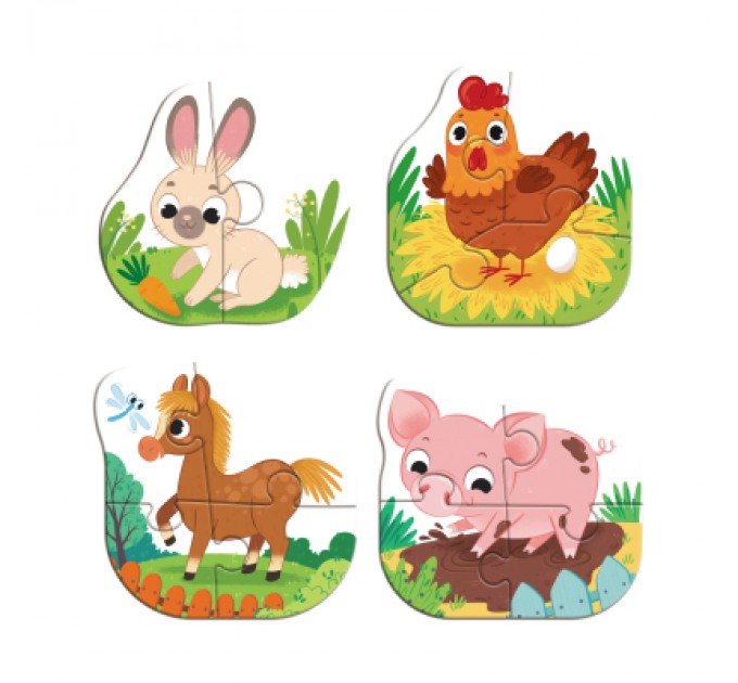 DoDo Пазл DoDo 4 в 1 Baby puzzle. Сільські тварини (300686)