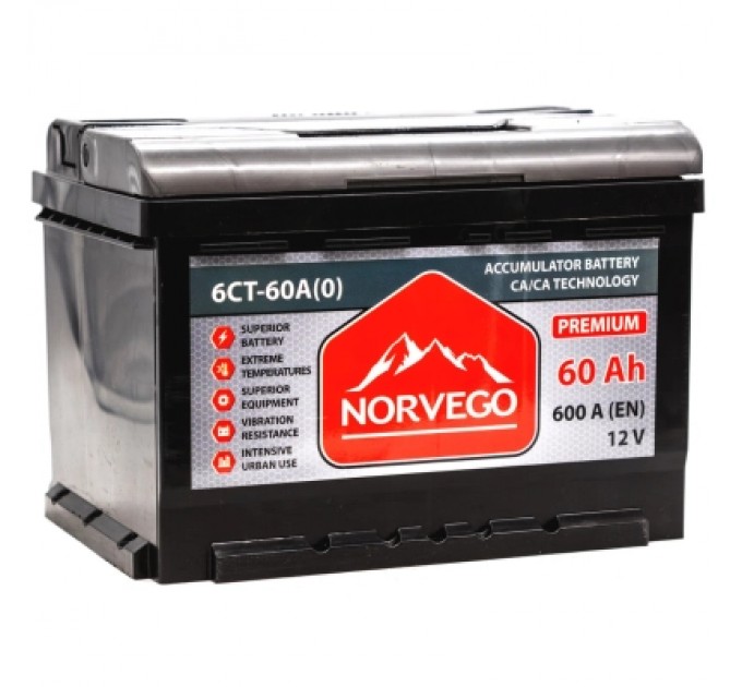 NORVEGO Акумулятор автомобільний NORVEGO ВЕСТА Premium 60A +прав (0) (600 пуск)