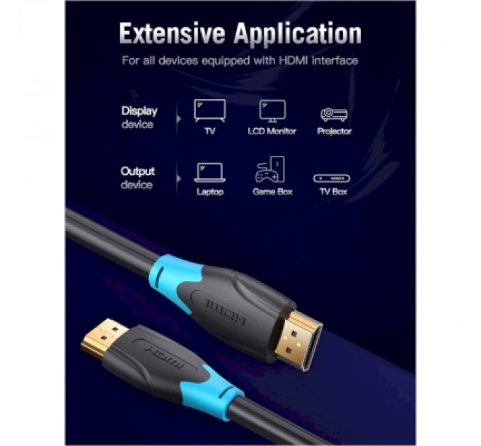 Vention Кабель мультимедійний HDMI to HDMI 5.0m V2.0 4K 60Hz PVC Vention (AACBJ)