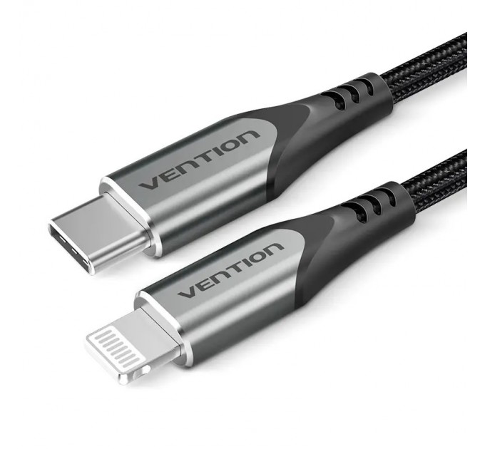 Vention Кабель Vention USB Type-C - Lightning (M/M) швидка зарядка, PD 18 W, 3 A, 480 Mbps, 1 м, Grey (TACHF)