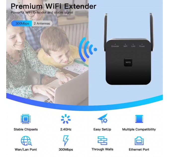 Fenvi Точка доступу Fenvi Pro 300M Wi-Fi Repeater 2.4Ghz Network Expander