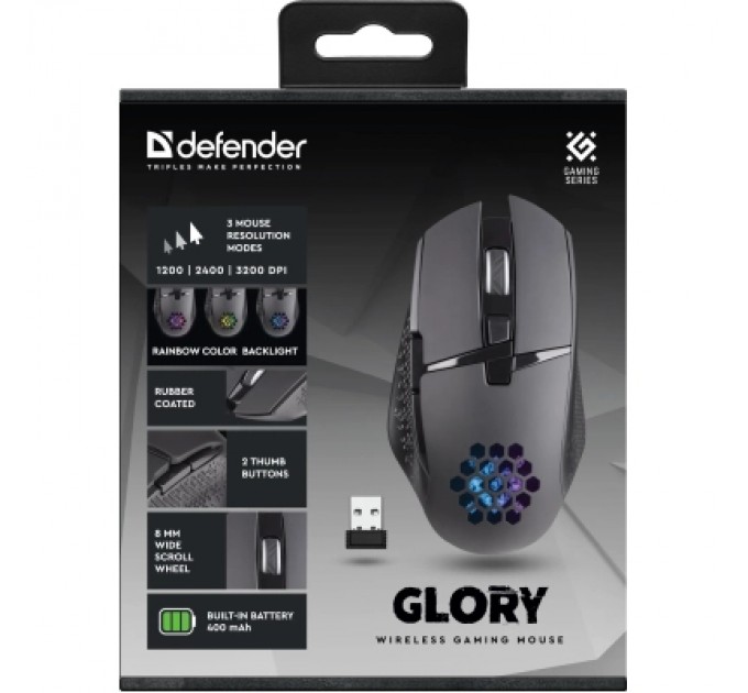 Defender Мишка Defender Glory GM-514 LED Wireless Black (52514)