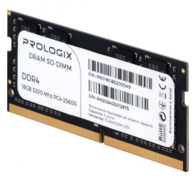 Prologix Модуль пам'яті для ноутбука SoDIMM DDR4 8GB 3200 MHz Prologix (PRO8GB3200D4S)