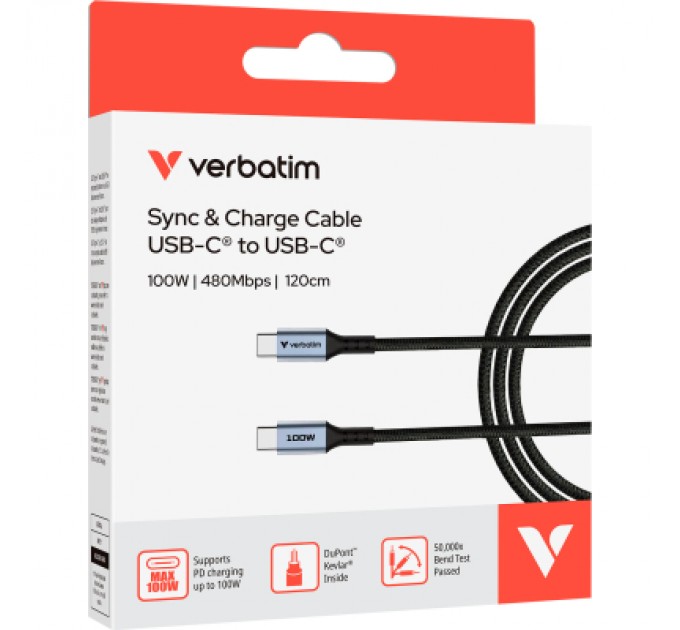 Verbatim Дата кабель USB-C to USB-C 1.2m 100W black Verbatim (31846)