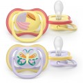 Philips AVENT Пустушка Philips AVENT Ultra Air 0-6 місяців 2 шт жовто-фіолетова (SCF087/04)