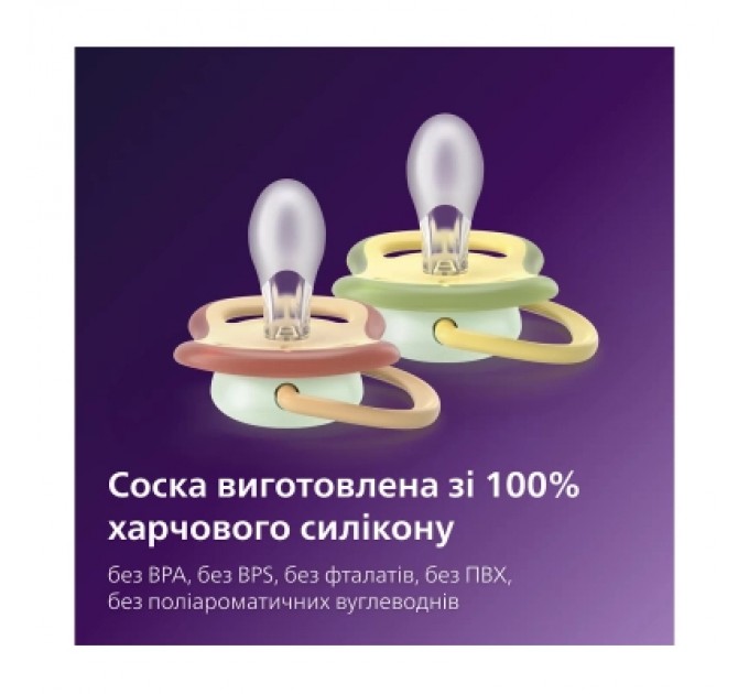 Philips AVENT Пустушка Philips AVENT Ultra Air Нічна 0-6 місяців 2 шт (SCF376/27)