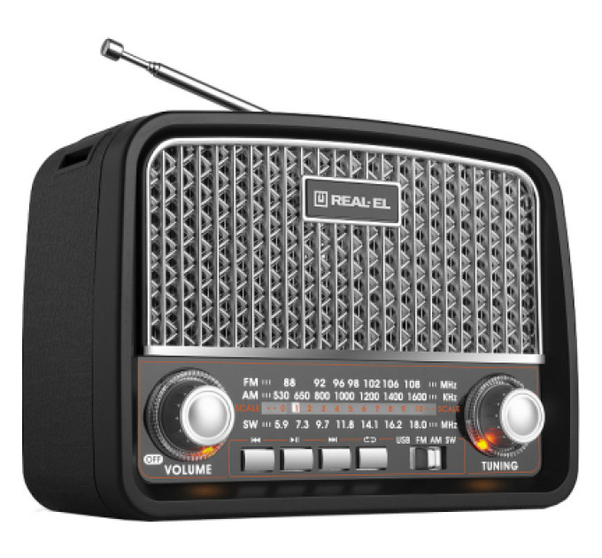 REAL-EL Портативний радіоприймач REAL-EL X-520 Black