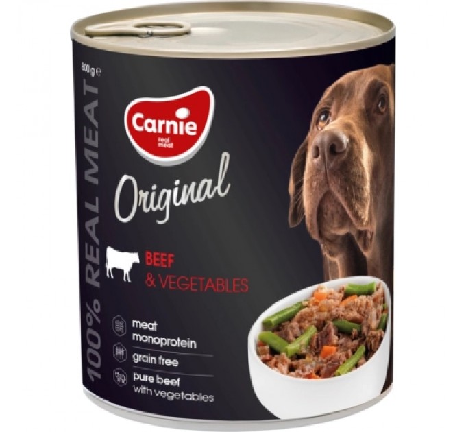 Carnie Консерви для собак Carnie Original Mono Protein Яловичина з овочами 800 г (4820255193472)