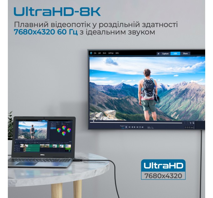 Promate Кабель Promate DisplayPort - DisplayPort V 1.4 (M/M), 2 м, DPLink-200 Black