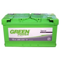 Акумулятор автомобільний GREEN POWER Standart 75Ah (+/-) (680EN)