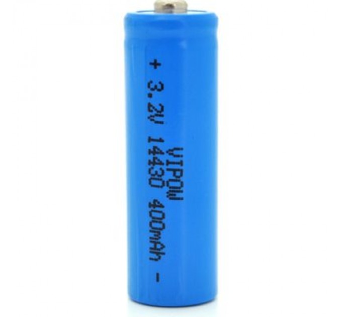 Vipow Акумулятор 14430 LiFePO4 (size 3/4AA), 400mAh, 3.2V, TipTop, blue Vipow (IFR14430-400mAhTT / 25540)