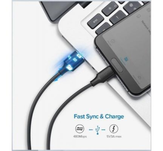 Ugreen Дата кабель USB 2.0 AM to Type-C 1.0m US287 Black Ugreen (60116)