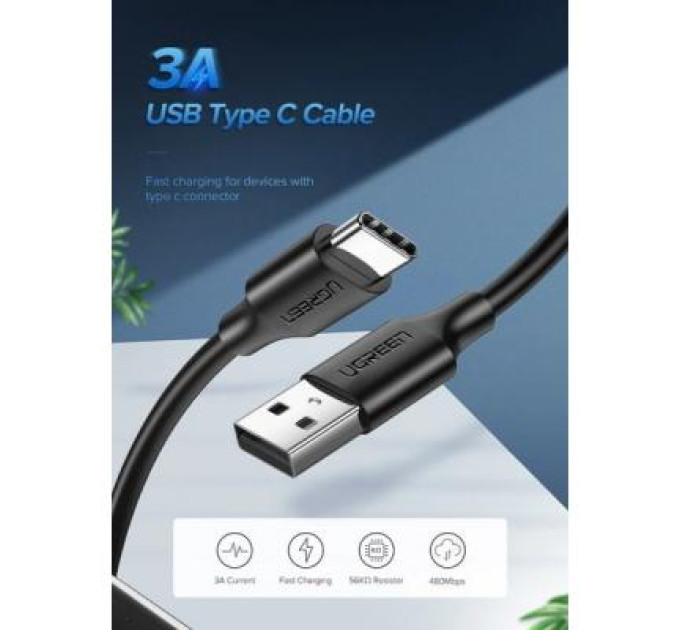 Ugreen Дата кабель USB 2.0 AM to Type-C 2.0m US287 Black Ugreen (60118)