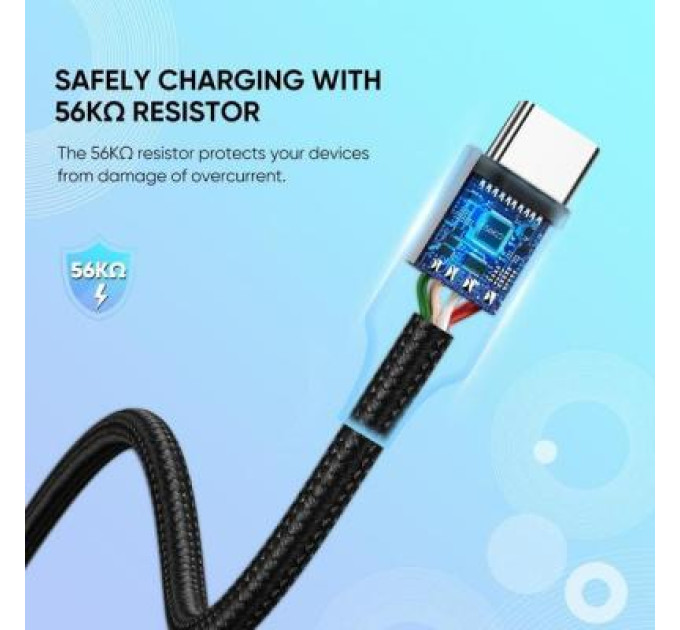 Ugreen Дата кабель USB 2.0 AM to Type-C 2.0m US288 Aluminum Braid Black Ugreen (60128)