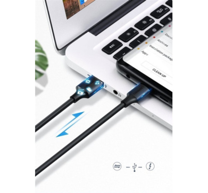 Ugreen Дата кабель USB 2.0 AM to Type-C 3.0m 3.0A 18W US287 Black Ugreen (60826)