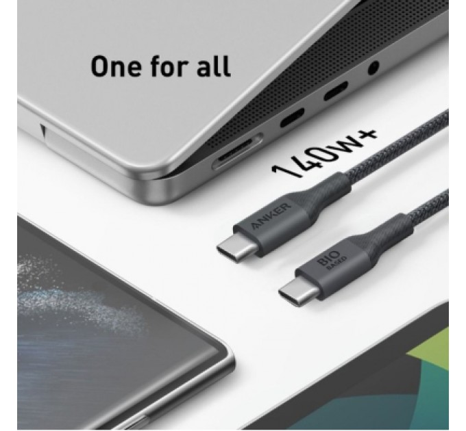 Anker Дата кабель USB-C to USB-C 1.8m 140W bio-nylon 544 black Anker (A80F6H11)