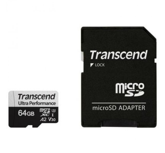 Transcend Карта пам'яті Transcend 64GB microSDXC class 10 UHS-I U3 A2 (TS64GUSD340S)