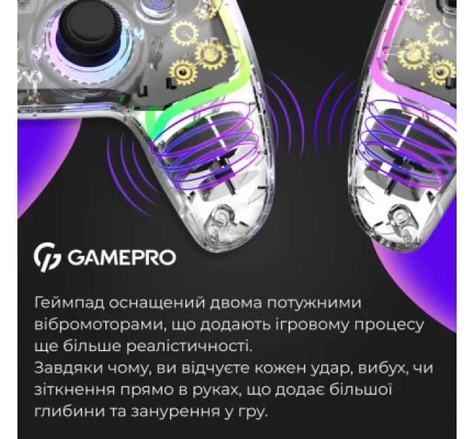 GamePro Геймпад GamePro GPS13T BT 5.3/USB/PC/iOS/Android/PS3/PS4 RGB Transparent (GPS13T)