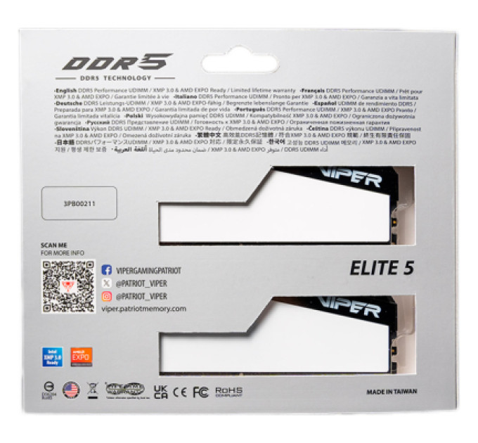 Patriot Модуль пам'яті для комп'ютера DDR5 32GB (2x16GB) 6000 MHz Viper Elite 5 Patriot (VEB532G6030KW)