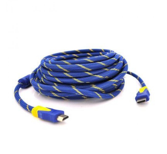 Merlion Кабель мультимедійний HDMI to HDMI 20.0m v1.4, OD-8.0mm Blue/Gold Merlion (YT-HDMI(M)/(M)NY/BL-20m)