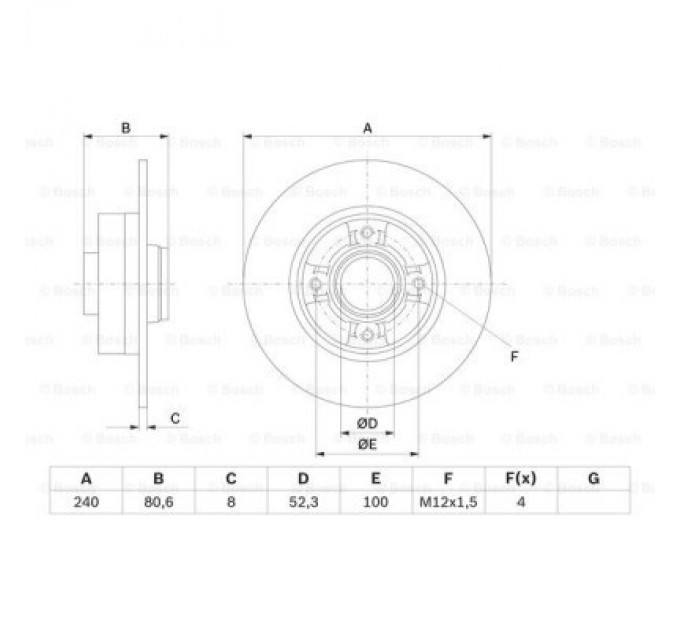 Bosch Гальмівний диск Bosch 0 986 479 007