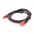 Merlion Кабель мультимедійний HDMI to HDMI 5.0m v1.4, OD-7.4mm Black/RED Merlion (YT-HDMI(M)/(M)NY/RD-5.0m)