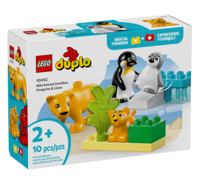 LEGO Конструктор LEGO DUPLO Town Сімейства диких тварин: Пінгвіни та Леви (10442)