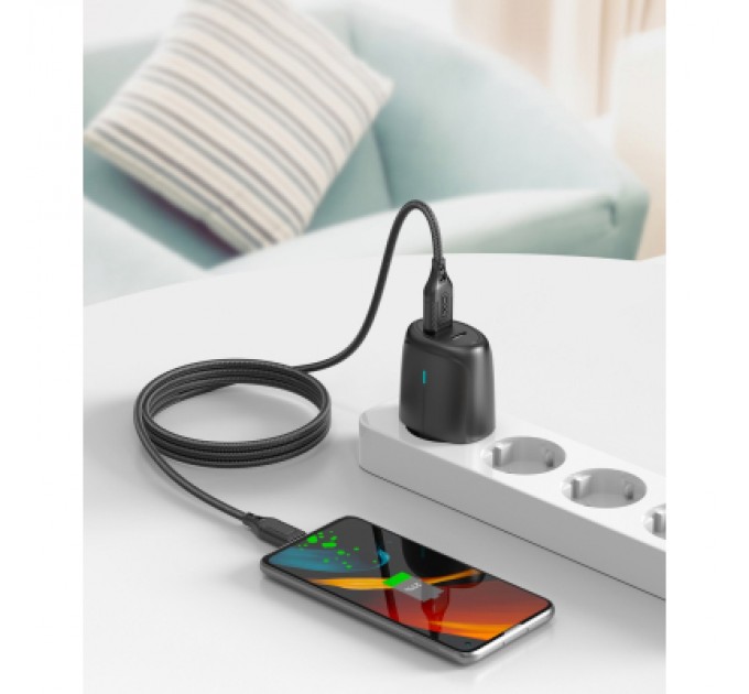 XO Дата кабель USB 2.0 AM to Micro 5P 1.0m braided black XO (NB235_M_Black)