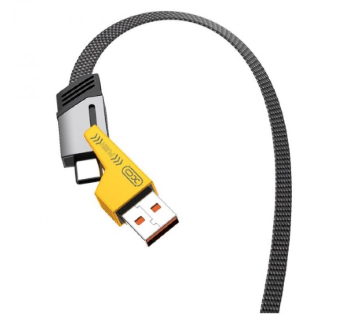 XO Дата кабель USB 2.0 AM to USB-C + USB 2.0 AM to Lightning 1.0m 60W black XO (NB283_4-in-1_Black)