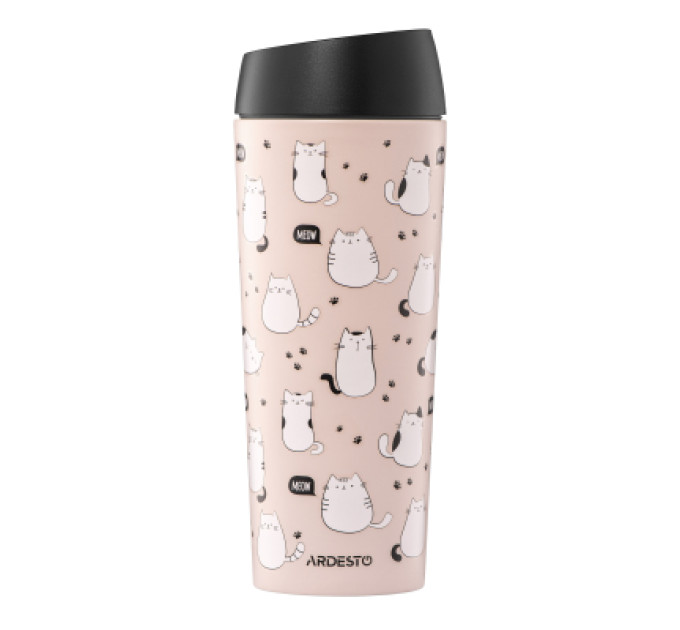 Ardesto Термокружка Ardesto Coffee Time Cats 450мл, нержавіюча сталь, коричневий (AR2645FC)