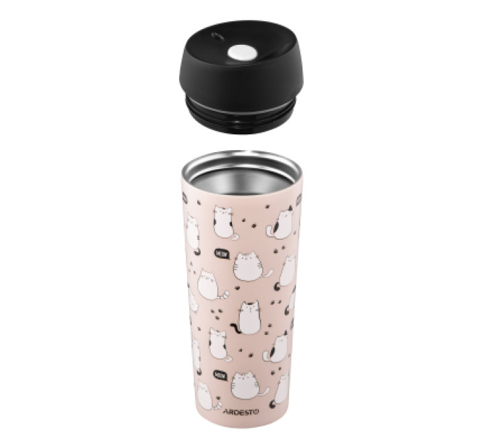 Ardesto Термокружка Ardesto Coffee Time Cats 450мл, нержавіюча сталь, коричневий (AR2645FC)
