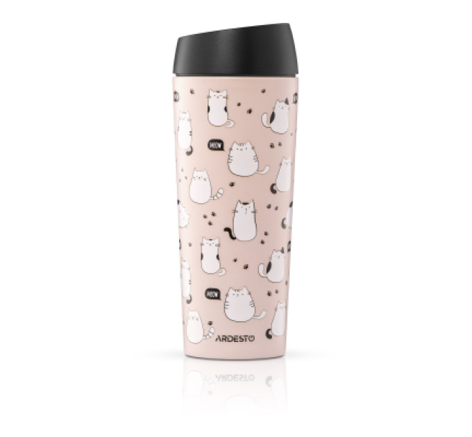 Ardesto Термокружка Ardesto Coffee Time Cats 450мл, нержавіюча сталь, коричневий (AR2645FC)