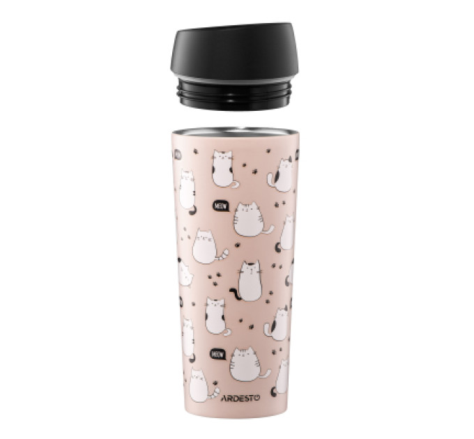 Ardesto Термокружка Ardesto Coffee Time Cats 450мл, нержавіюча сталь, коричневий (AR2645FC)