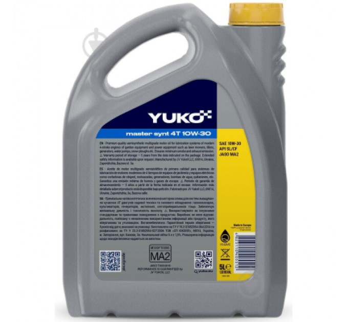 Yuko Моторна олива Yuko MASTER SYNT 4T 10-30 API SL/CF 5л (4823110405512)
