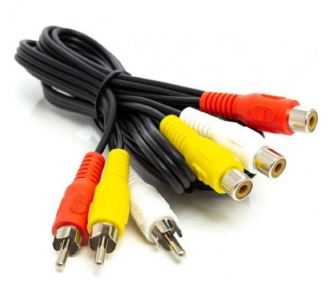 PowerPlant Кабель мультимедійний 3*RCA (M) to 3*RCA (F), 1 m PowerPlant (CA912049)