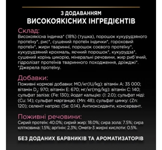 Purina Pro Plan Сухий корм для кішок Purina Pro Plan Delicate Adult 1+ з індичкою 400 г (7613033568671)