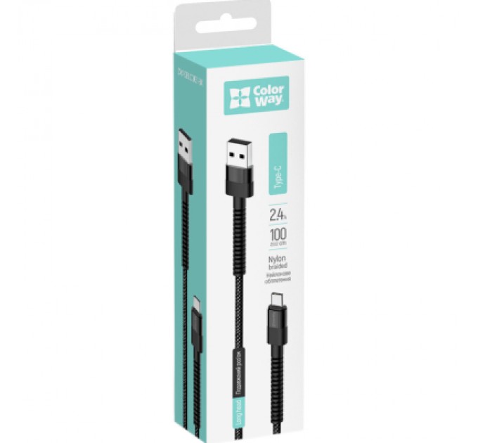 ColorWay Дата кабель USB 2.0 AM to Type-C 1.0m 2.4А black ColorWay (CW-CBUC063-BK)