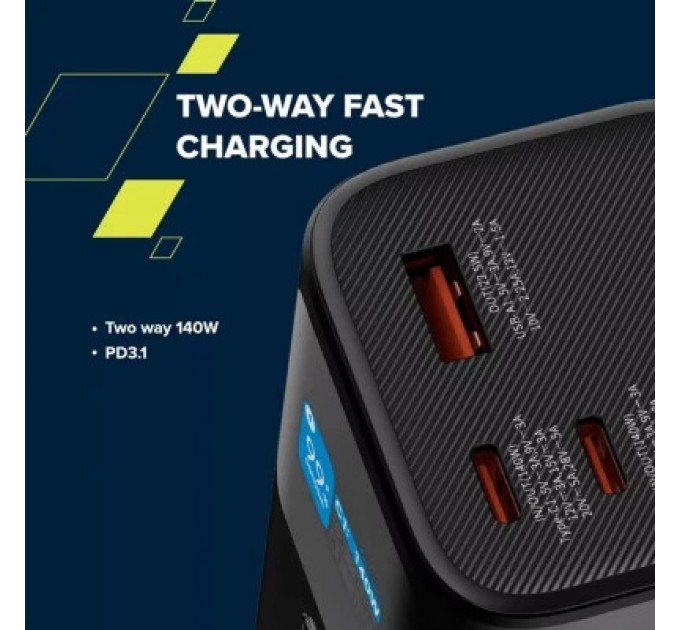 Canyon Батарея універсальна Canyon PB-2010 27000mAh PD/3.1/140Wh, in/out2xUSB-C PD/140W, outUSB-A/22.5W (CNE-CPB2010DG)