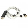 PowerPlant Кабель мультимедійний HDMI (M) to Lightning, Type-C, mirco USB 1.0m PowerPlant (CA911912)