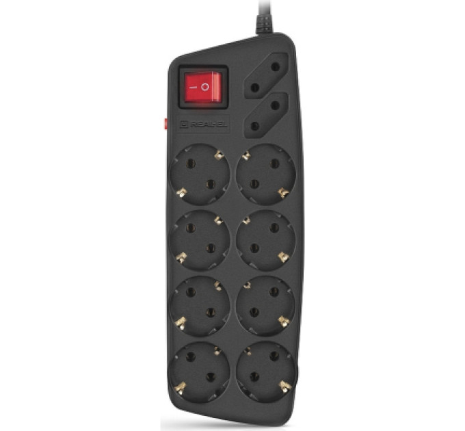REAL-EL Мережевий фільтр живлення REAL-EL REAL-EL RS-10 Protect, 1.8m, black (EL122300038)